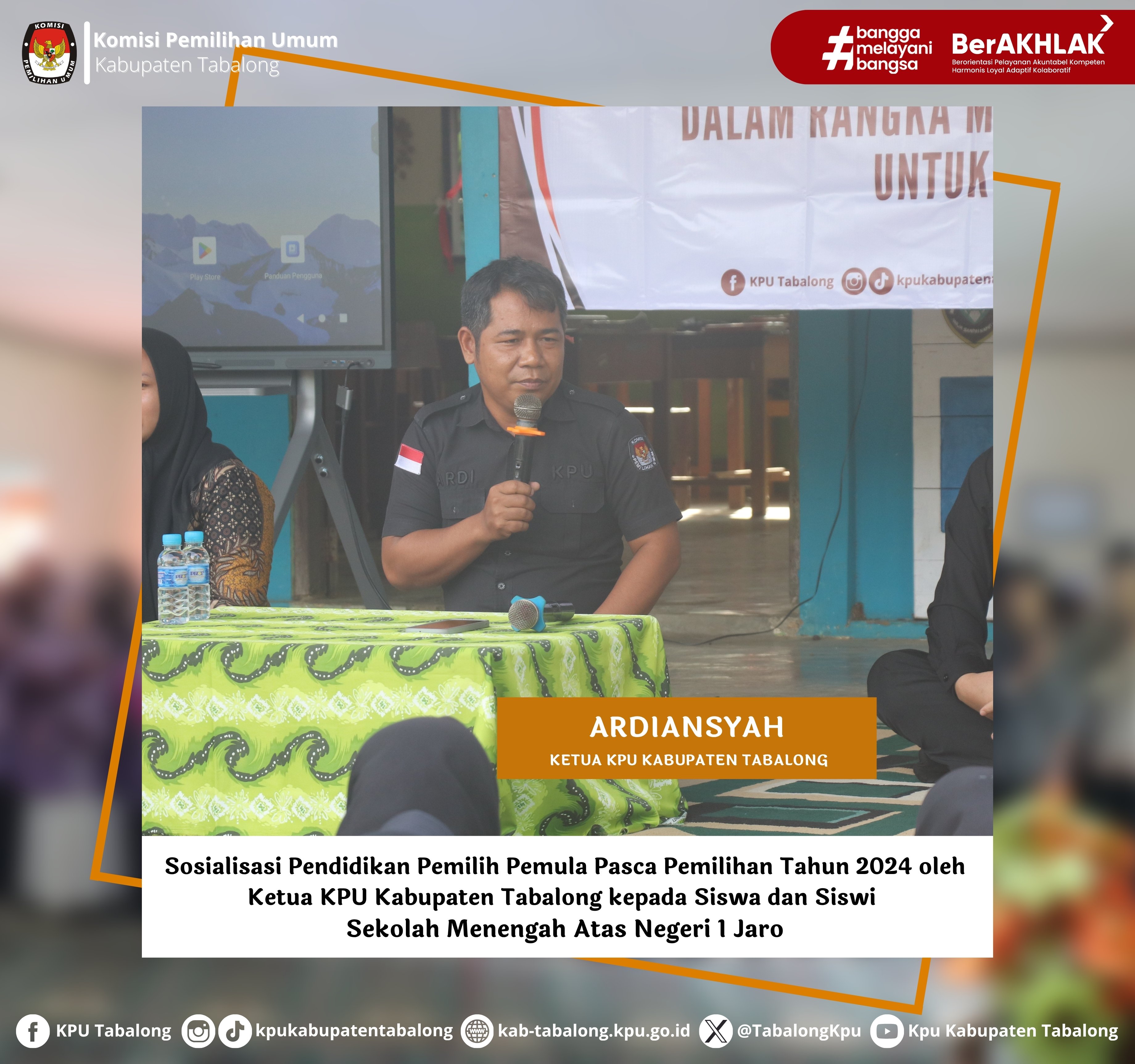 Sosialisasi Pendidikan Pemilih Pemula Pasca Pemilihan Tahun 2024 di SMA Negeri 1 Jaro